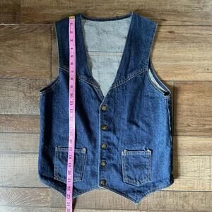 80s VINTAGE Size M Denim Snap Button Vest Workwear Western 90s Style Mens #36629